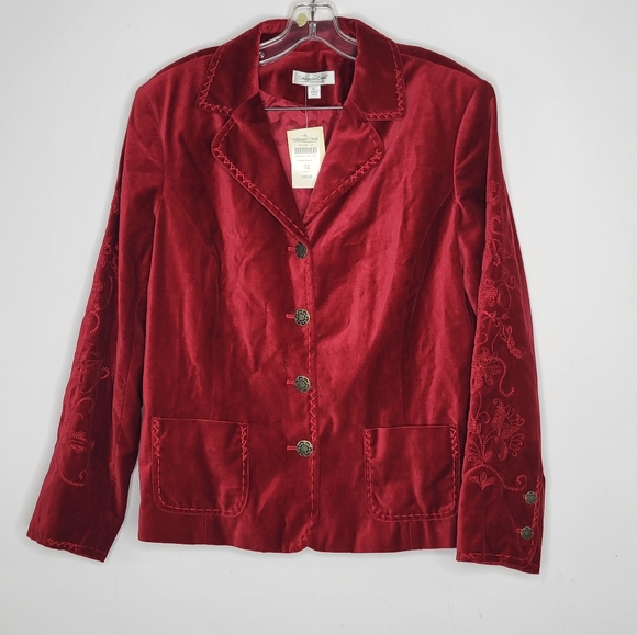 Coldwater Creek Rich Red Velvet Blazer - Picture 2 of 11